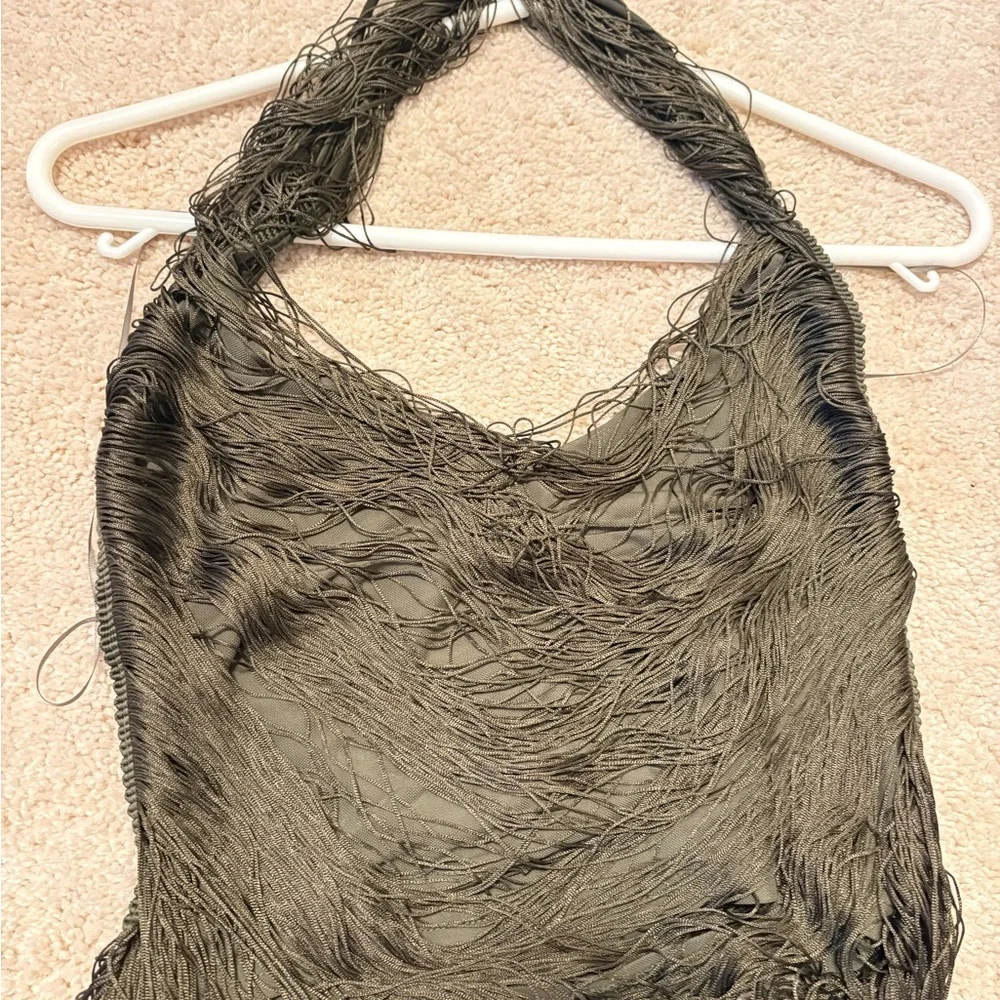 Edikted Black Fringe Crop Top - Picture 1 of 6